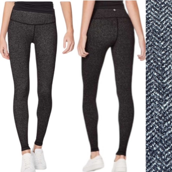 Lululemon Wunder Under High Rise Tight Heathered Herringbone Black Size 8 - Picture 1 of 10